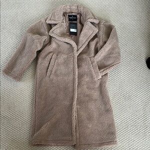 Fabletics Tan Teddy Jacket Soft Plush Comfort